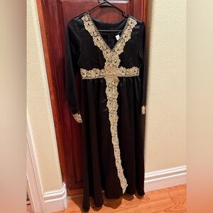 Elegant Black and Gold Lace Dress